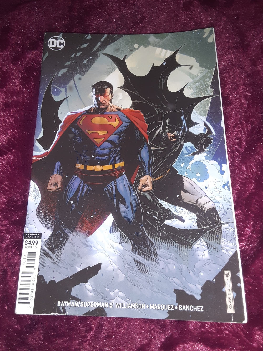 DC Batman and Superman Comic Cover — Red, Blue, Black